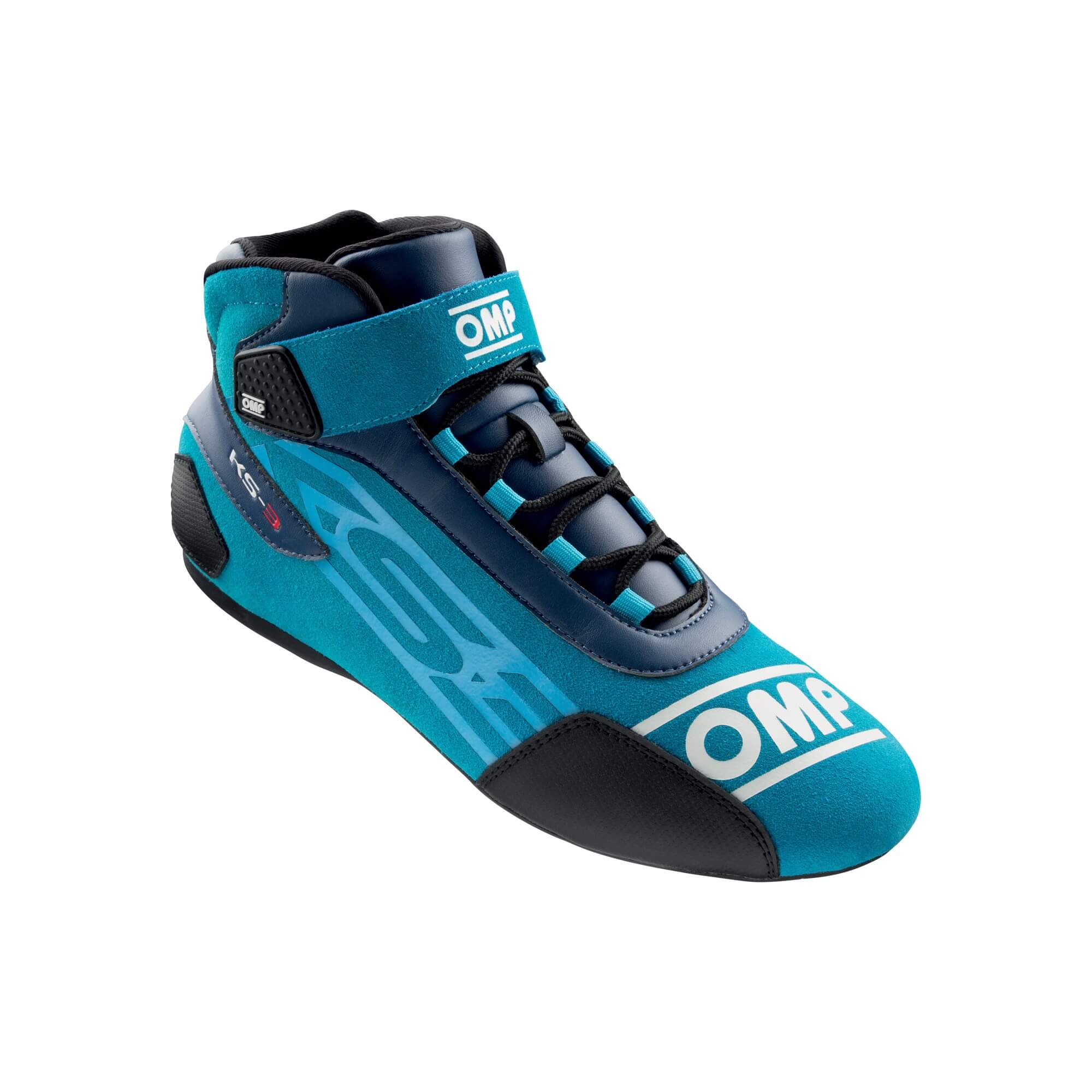 OMP KS-3 Rennkartschuh Leder schwarz/blau