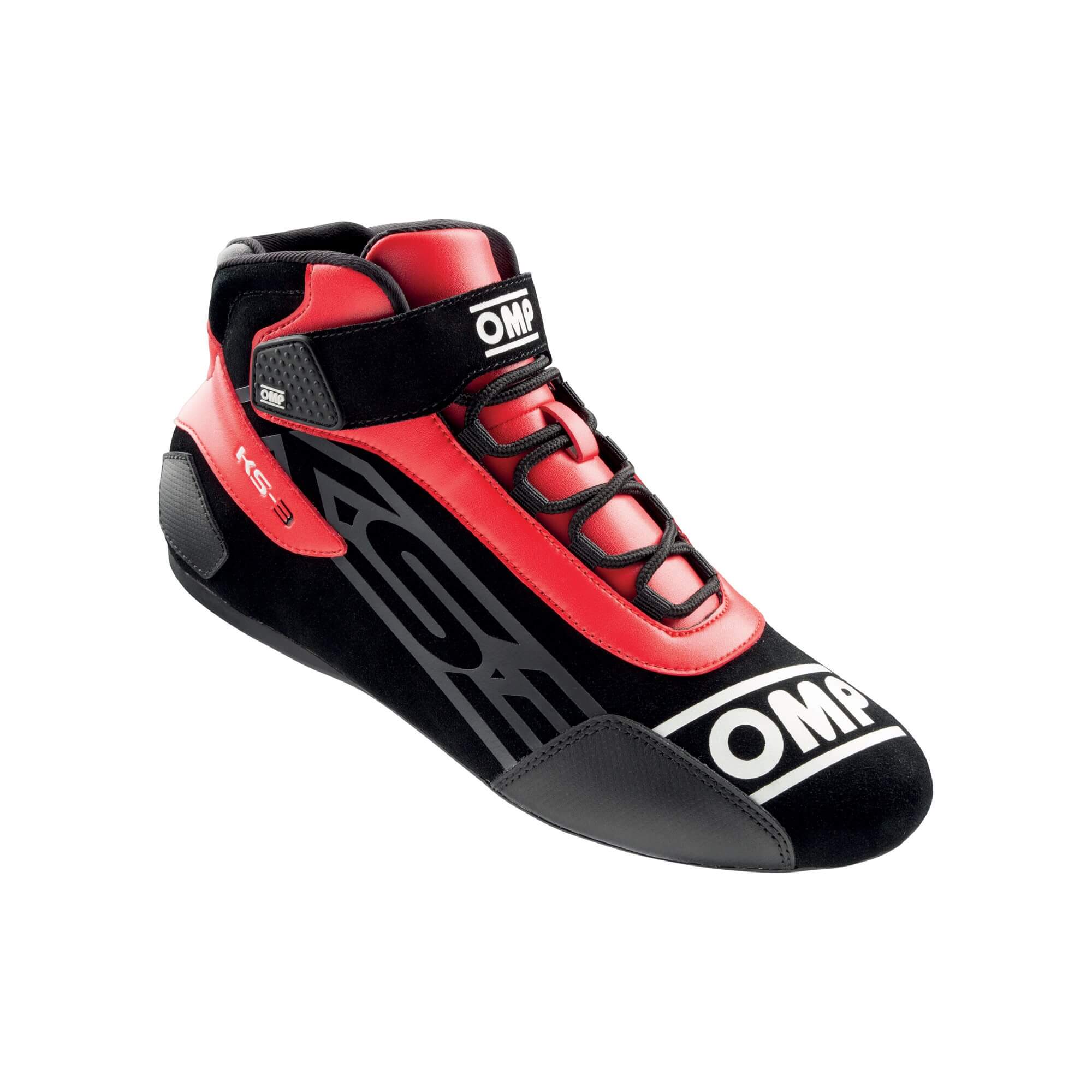 OMP KS-3 Rennkartschuh Leder schwarz/rot