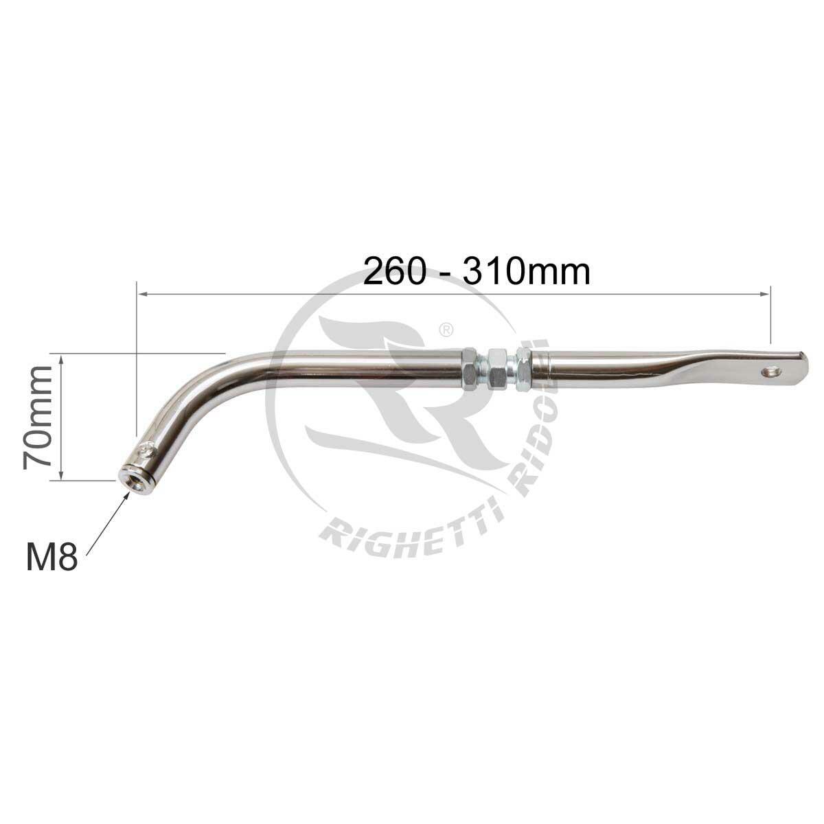 RR Sitzstrebe verstellbar mit Bogen 70mm RR Sitzstrebe verstellbar mit Bogen 70mm