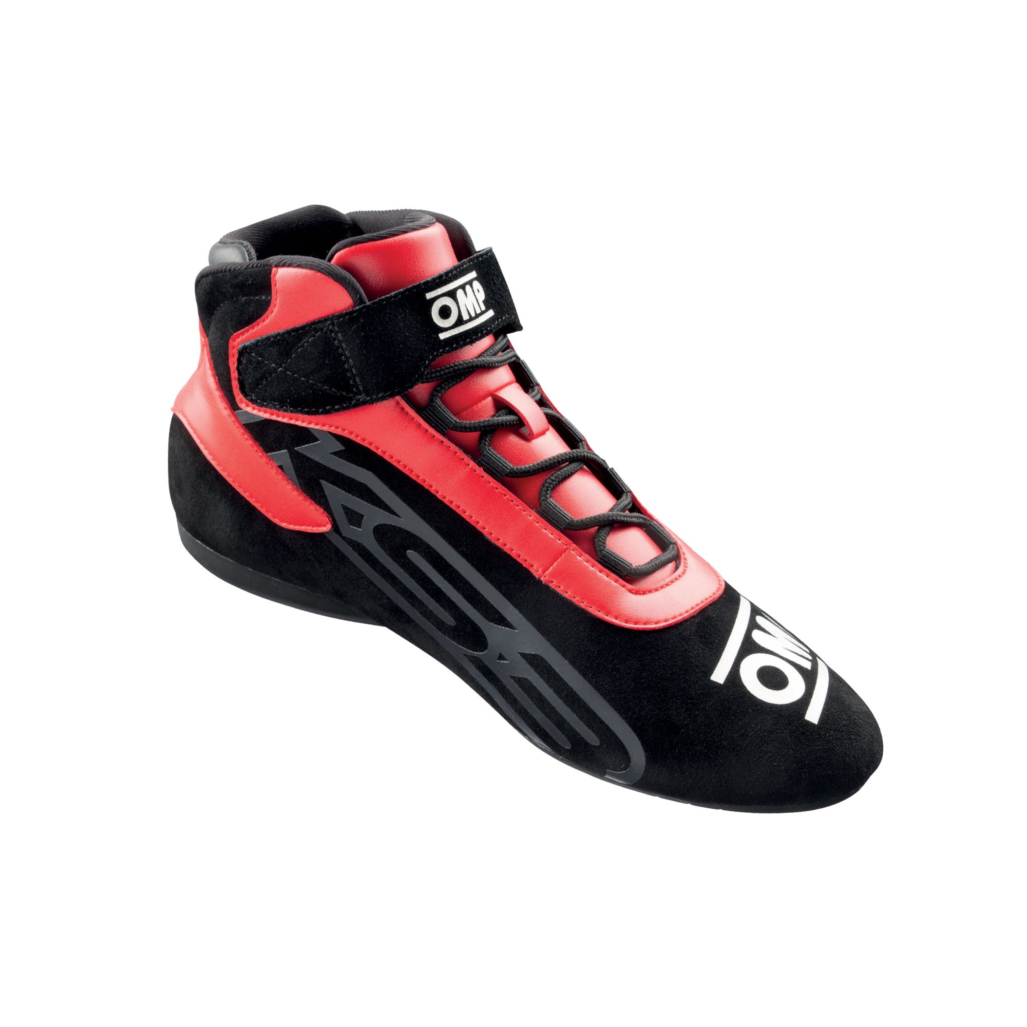 OMP KS-3 Rennkartschuh Leder schwarz/rot